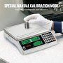 Balanza contadora industrial VEVOR que muestra modo de calibración manual con desviación cero precisa.