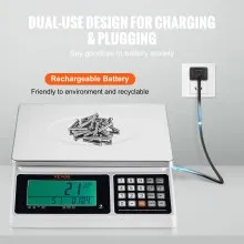 VEVOR Báscula de conteo industrial, 30 kg x 1 g, báscula digital para piezas y monedas, unidades g/kg/lb, báscula electrónica de gramos, báscula de conteo de inventario, báscula de joyería de cocina con puerto RS232 y pantalla LCD