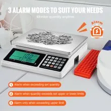 VEVOR Báscula de conteo industrial, 30 kg x 1 g, báscula digital para piezas y monedas, unidades g/kg/lb, báscula electrónica de gramos, báscula de conteo de inventario, báscula de joyería de cocina con puerto RS232 y pantalla LCD