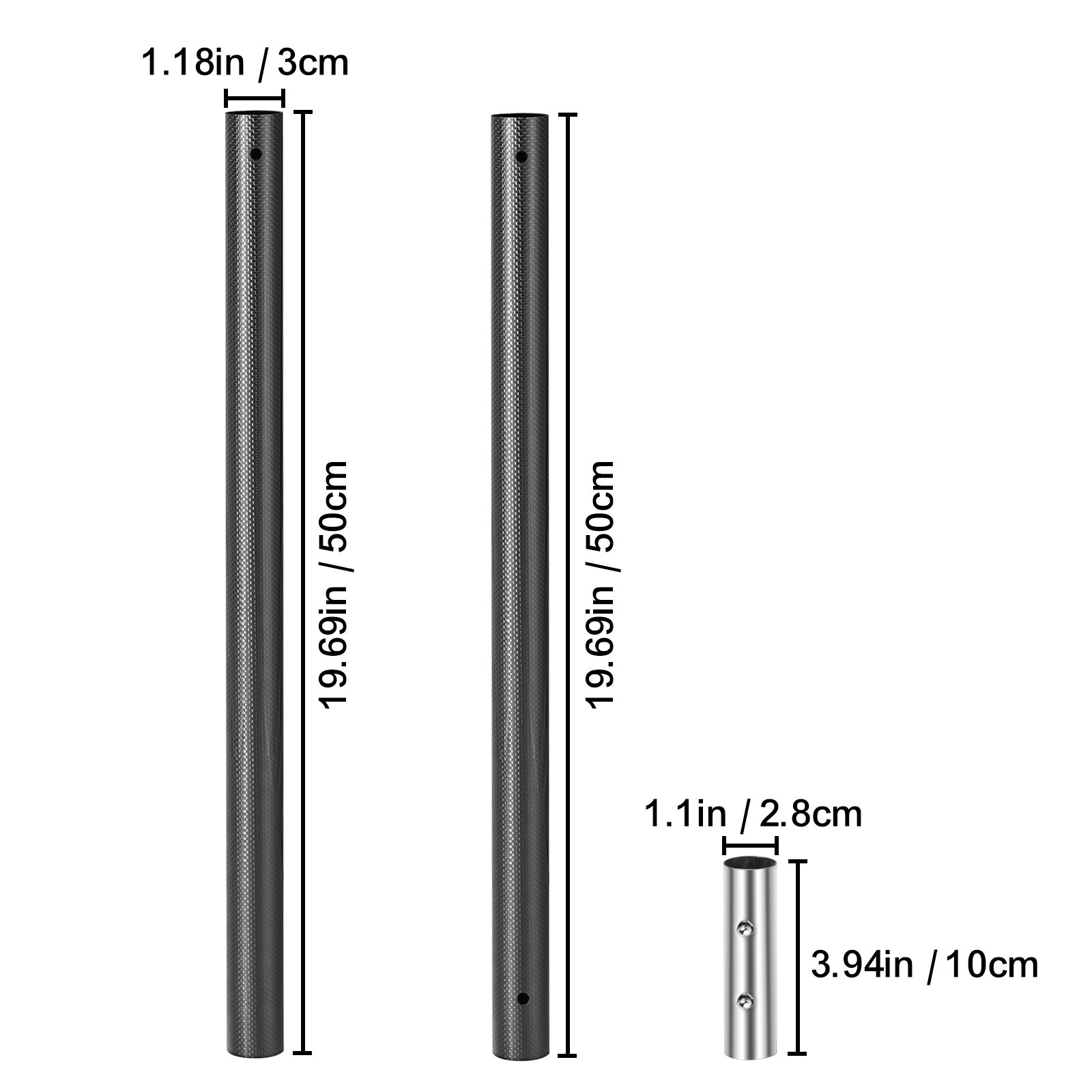 VEVOR Mango para bastón de pala de arena, bastón largo de pala de arena de fibra de carbono, mango de pala de pala de metal resistente y liviano para viajes, herramienta detectora de metales con 1.12 "/ 28.5 mm de diámetro, para detección de metales y búsqueda de tesoros