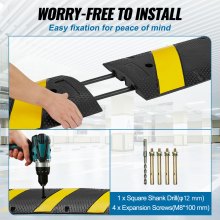 VEVOR Pasacables Suelo Rampa De Cable Tope de velocidad de goma de 72 pulgadas 2 canales 22000 libras de carga joroba de velocidad de servicio pesado