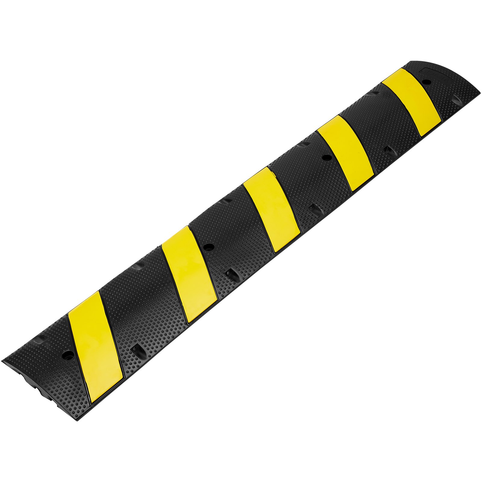 Reductor de velocidad de caucho VEVOR negro y amarillo con superficie antideslizante para control de tráfico.