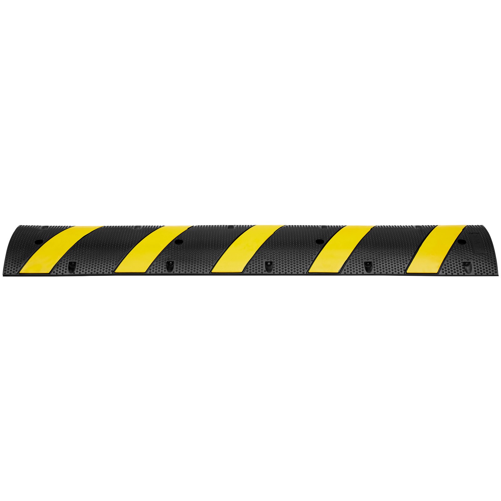 Reductor de velocidad de caucho VEVOR con rayas diagonales negras y amarillas para control de tráfico.