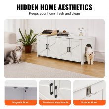 VEVOR Caja de arena para gatos de madera con 2 compartimentos ocultos, color blanco