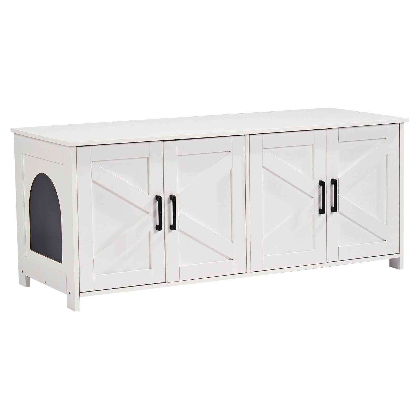 VEVOR Caja de arena para gatos de madera con 2 compartimentos ocultos, color blanco