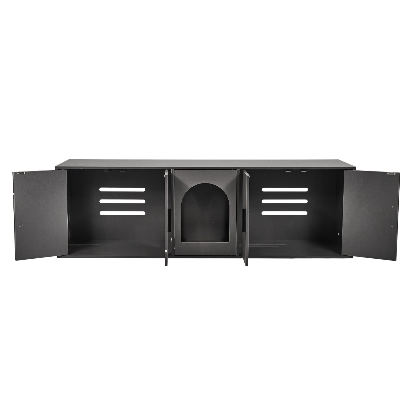 Caja de arena para gatos VEVOR, caja de arena de madera oculta, mueble de 57,9" en color negro