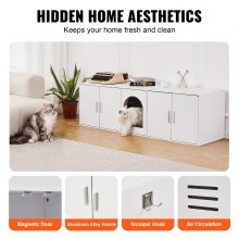 Caja de arena para gatos VEVOR, caja de arena de madera oculta, mueble blanco de 57,9