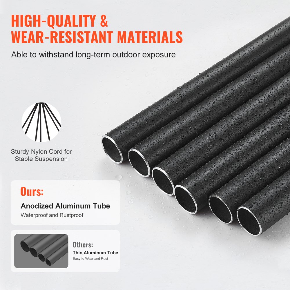 VEVOR Campanas de viento para exterior, 58 pulgadas, campanas de viento de tono profundo con 6 tubos, campanas de viento conmemorativas grandes y únicas para aniversario, increíble decoración exterior para su patio, porche, jardín y patio trasero, color negro