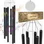 VEVOR Campanas de viento para exterior, 167 cm, tono profundo con 6 tubos, únicas y grandes campanas conmemorativas para aniversario, increíble decoración para exteriores para tu patio, porche, jardín y patio trasero, color negro