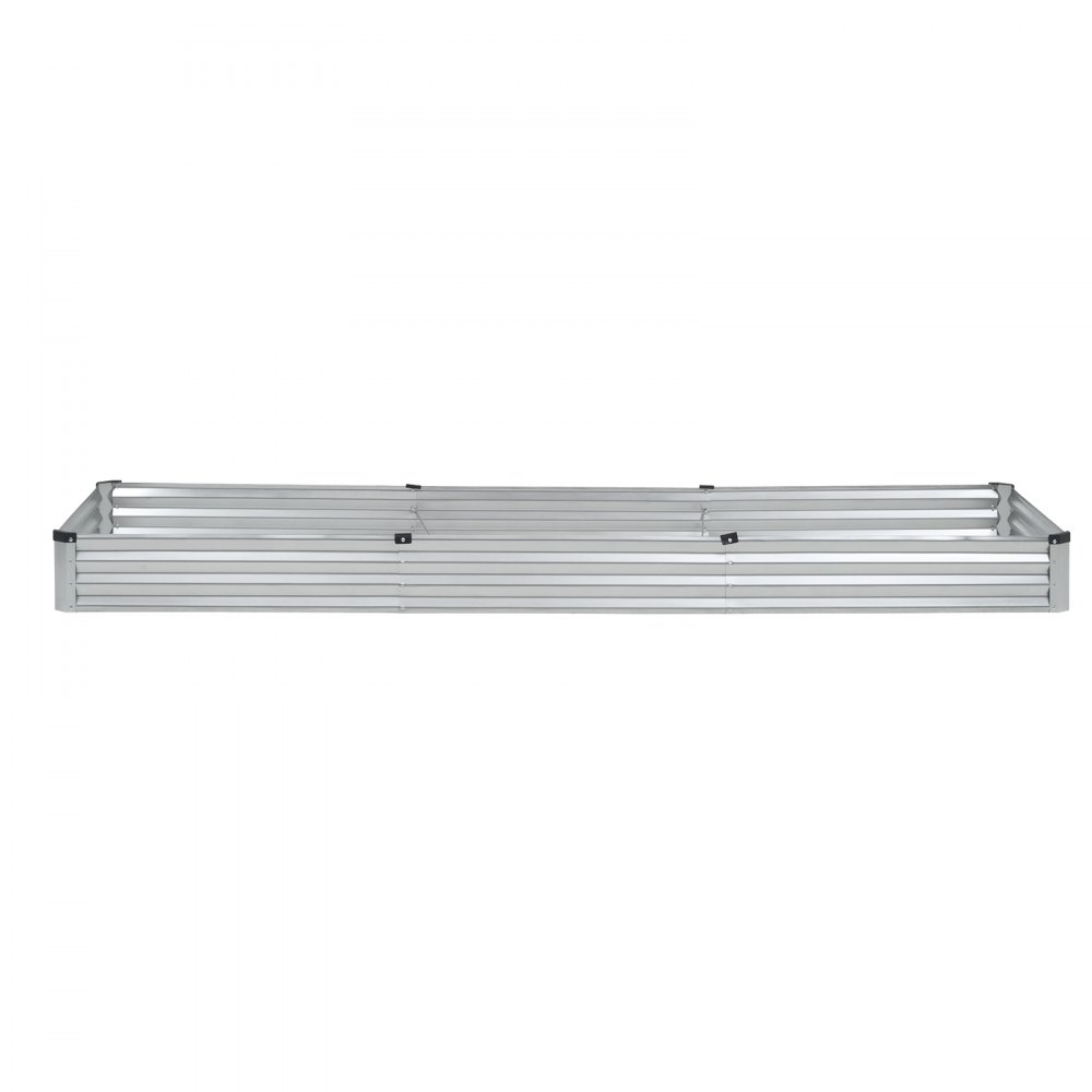 Jardinera elevada de metal de 12 x 4 x 1 pie para exteriores, galvanizada, color plateado