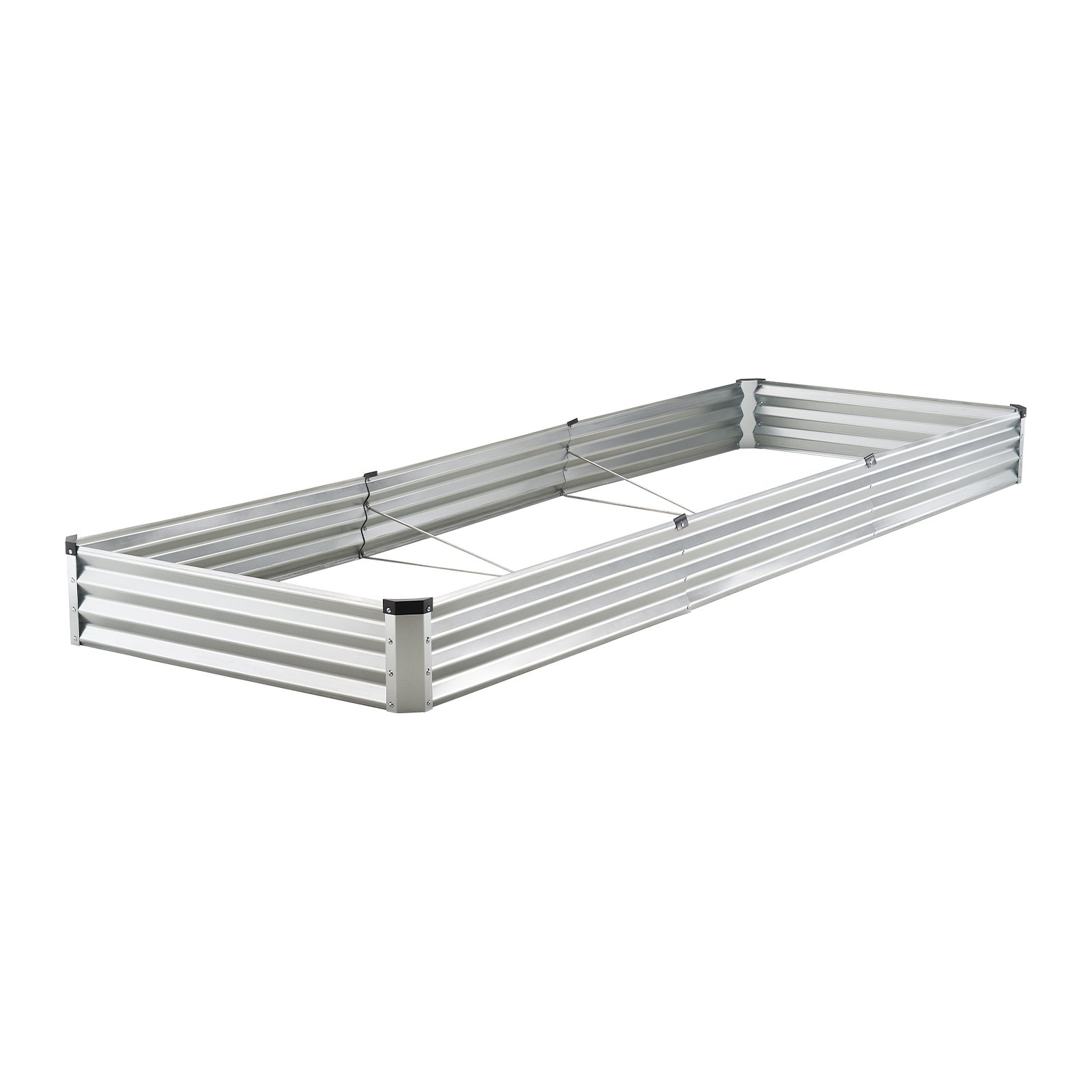 Jardinera elevada de metal de 12 x 4 x 1 pie para exteriores, galvanizada, color plateado