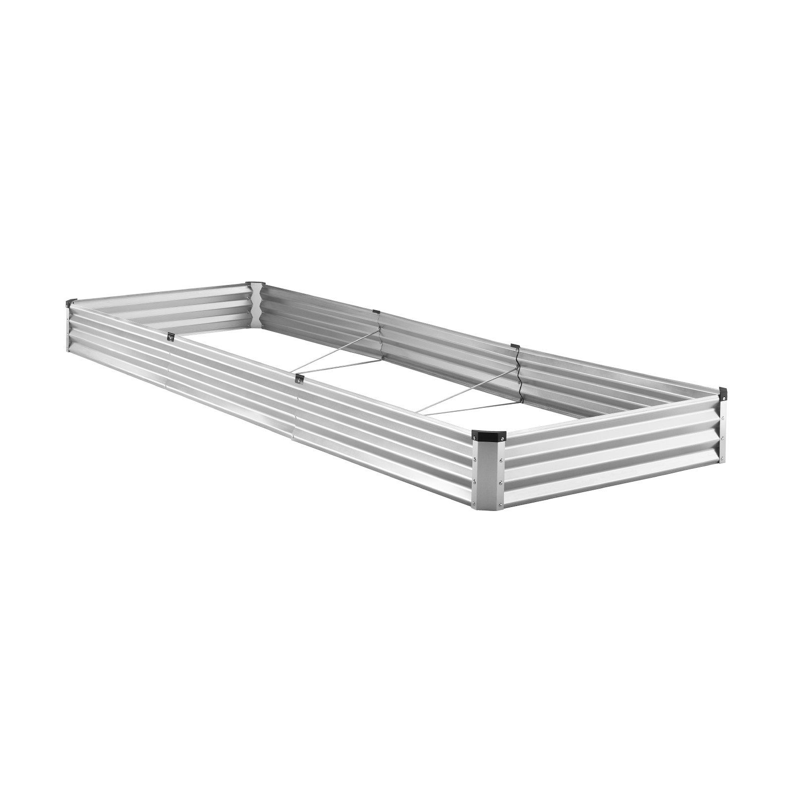 Jardinera elevada de metal de 12 x 4 x 1 pie para exteriores, galvanizada, color plateado
