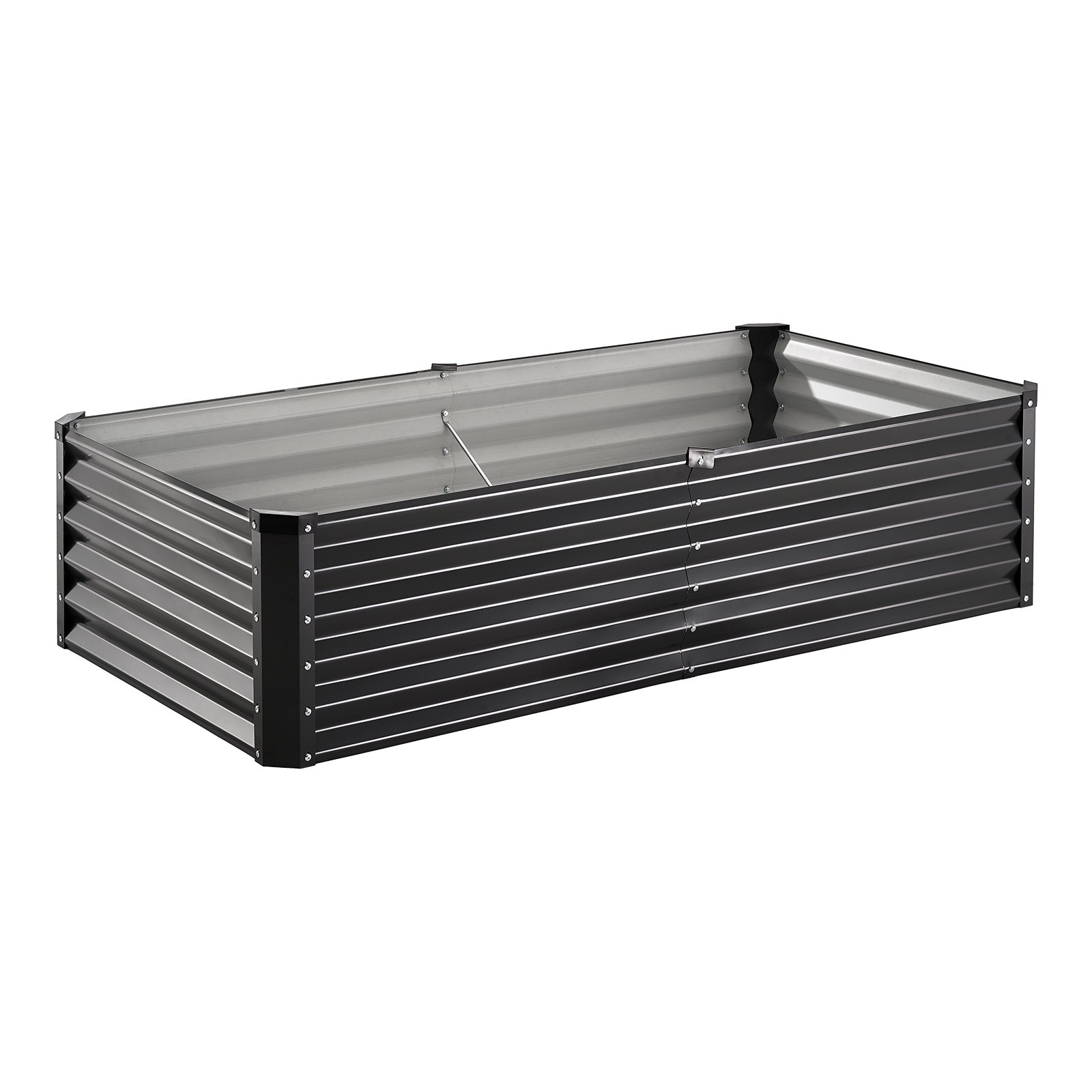 Jardinera elevada de metal de 6 x 3 x 1,5 pies para exteriores, galvanizada, color gris oscuro