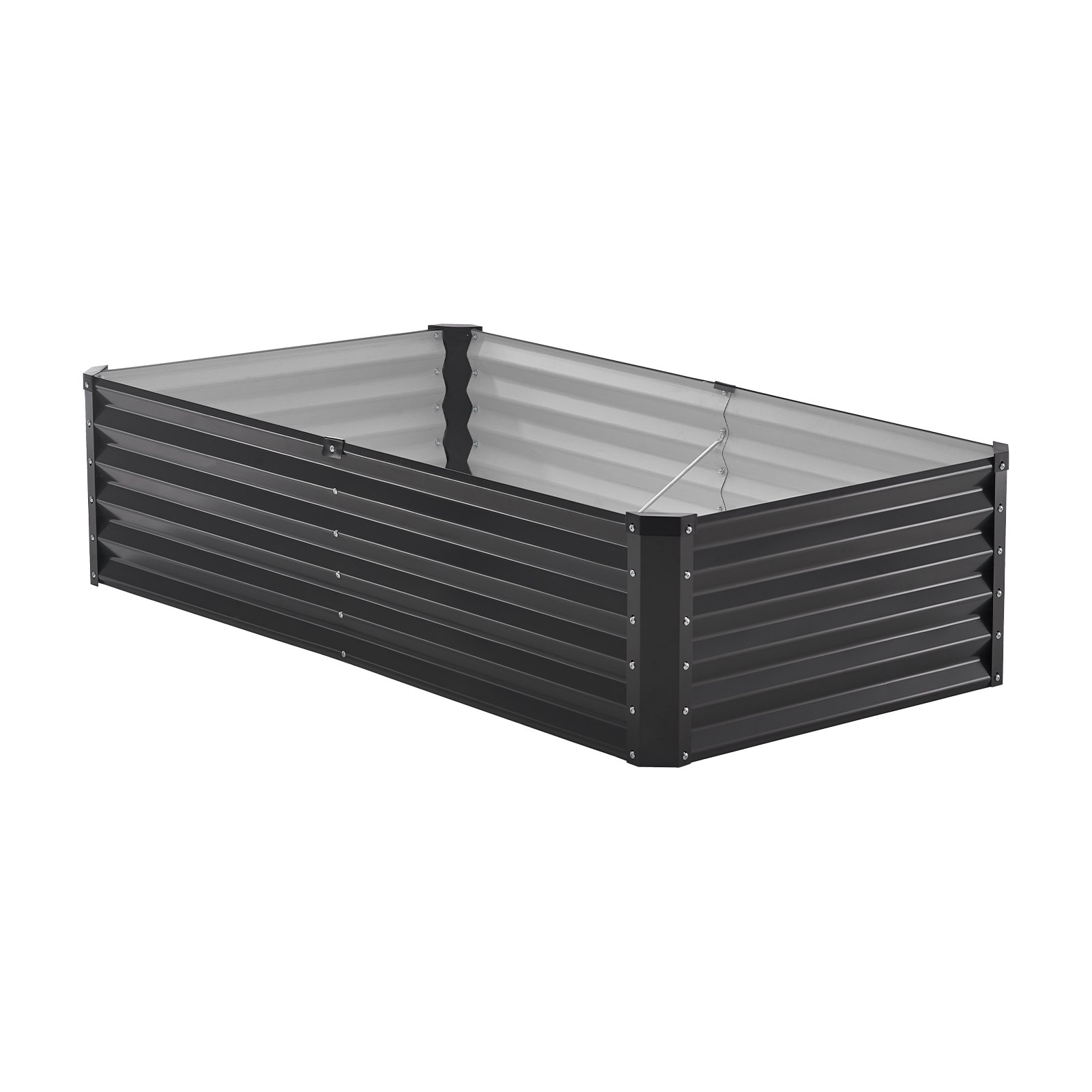 Jardinera elevada de metal de 6 x 3 x 1,5 pies para exteriores, galvanizada, color gris oscuro