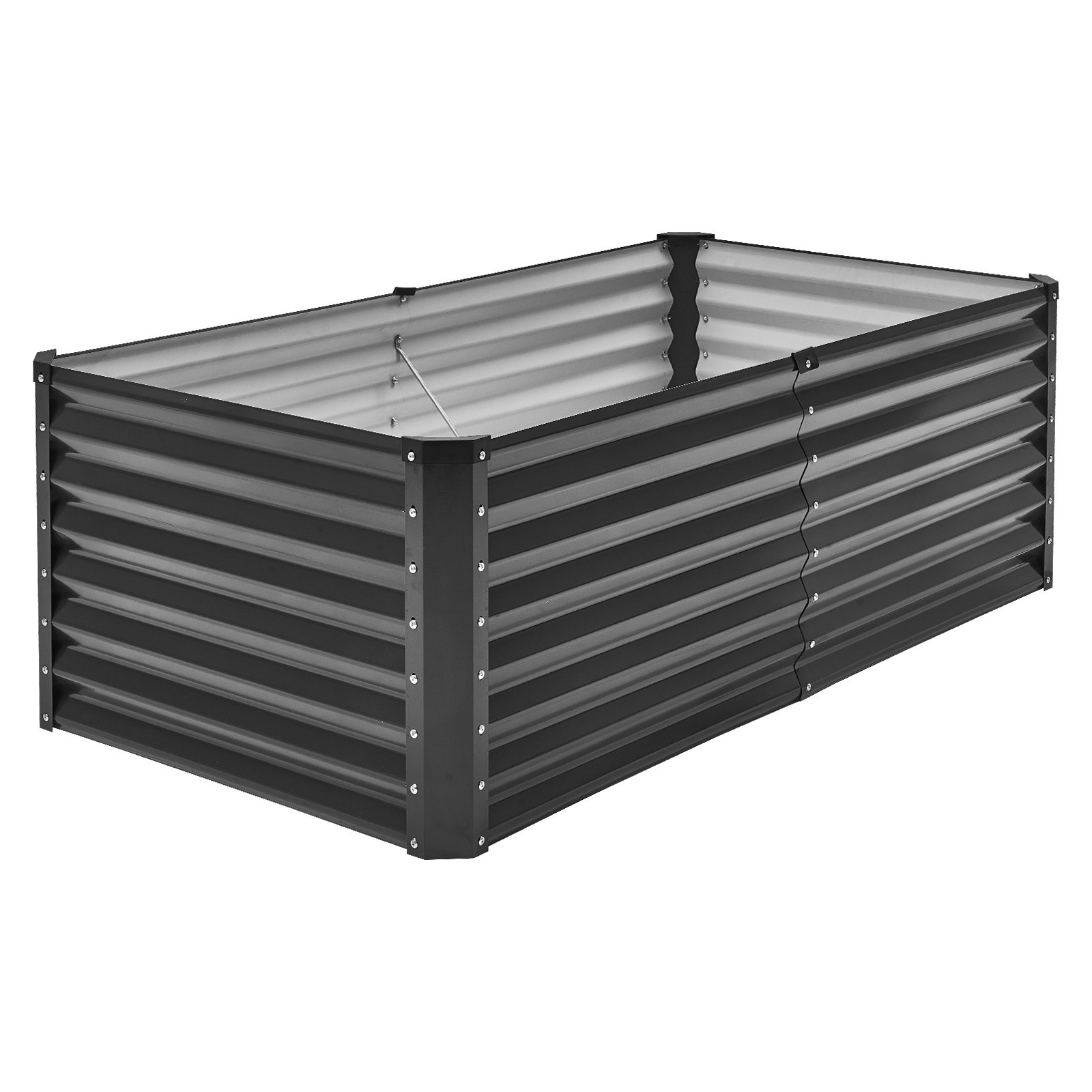 Jardinera elevada de metal de 6 x 3 x 2 pies para exteriores, color gris oscuro