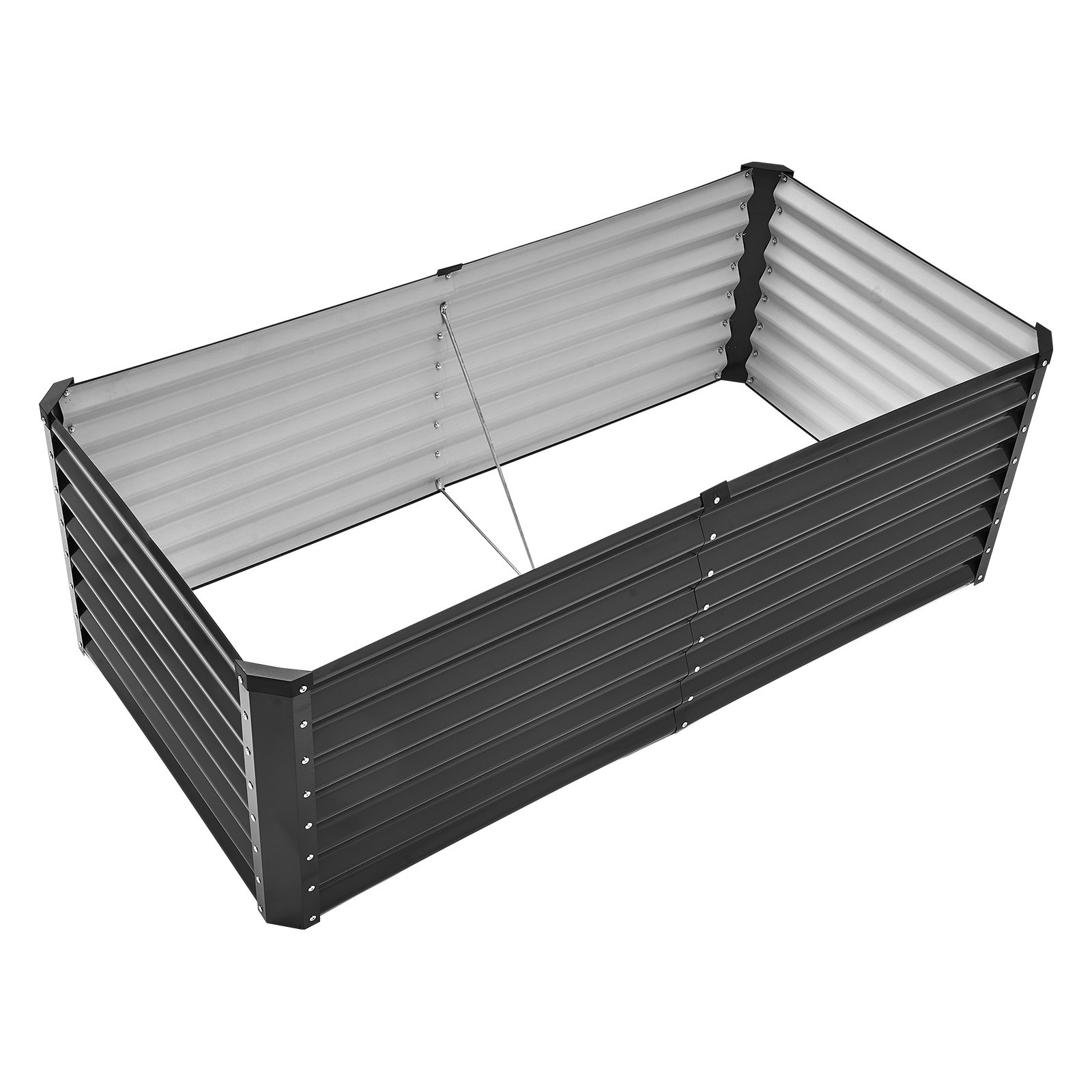 Jardinera elevada de metal de 6 x 3 x 2 pies para exteriores, color gris oscuro