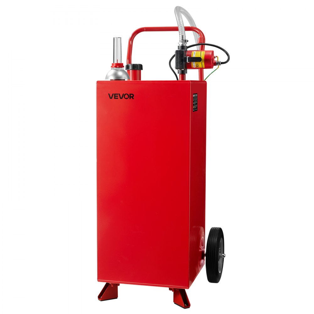 VEVOR Tanque de Combustible, Tanque Portátil 136,38 L Caudal Máximo de 32 L/min con Bomba Eléctrica, 2 Ruedas y 3 m Manguera Contenedor de Gasolina y Diésel para Autos, Cortacéspedes, Botes, Rojo
