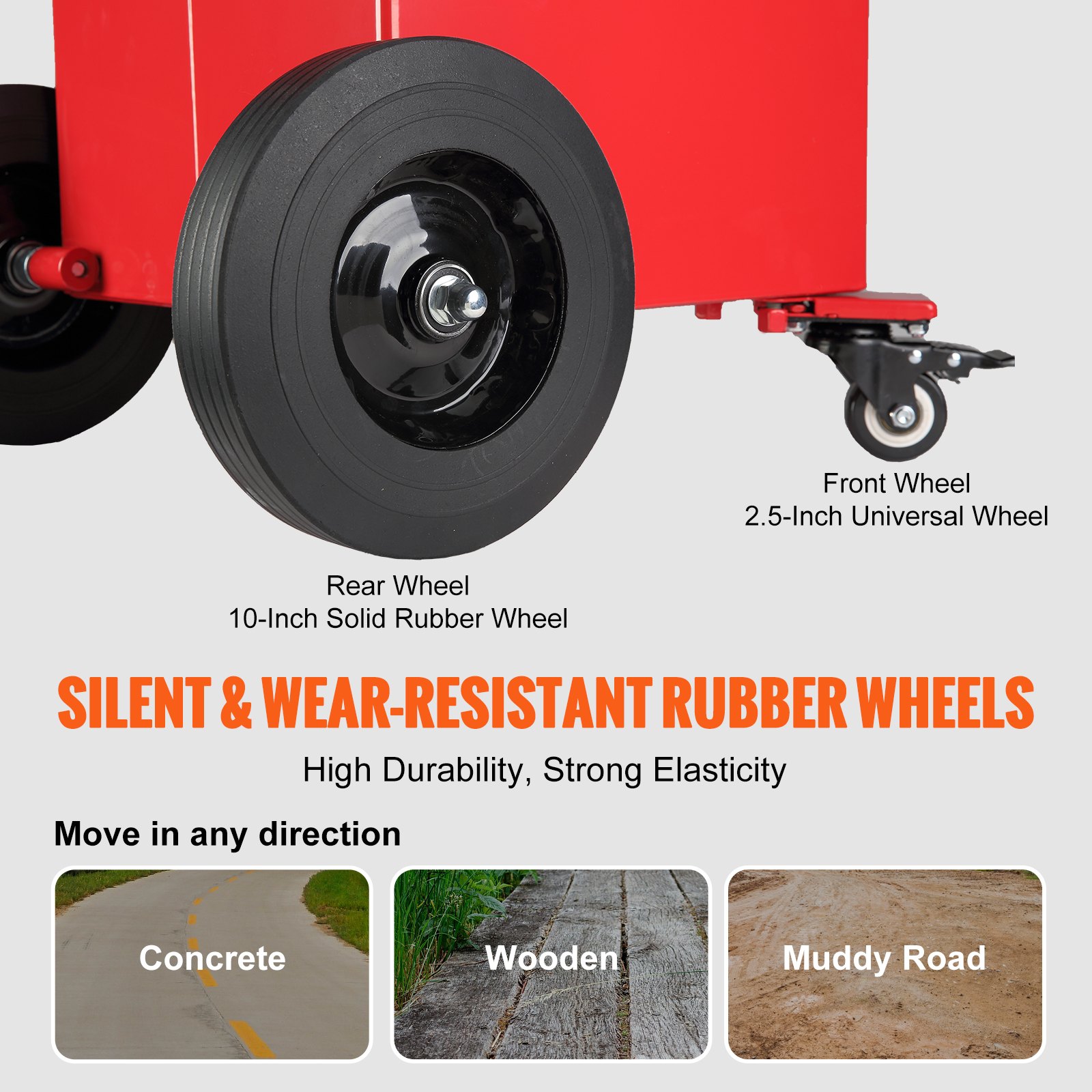 VEVOR Tanque de Combustible Portátil de 30 galones, 23,5 L/min, 180 W con Ruedas de Bomba Eléctrica, Transferencia de Combustible para Máquina de Aceite Lubricante Diésel, Barco, Motocicleta