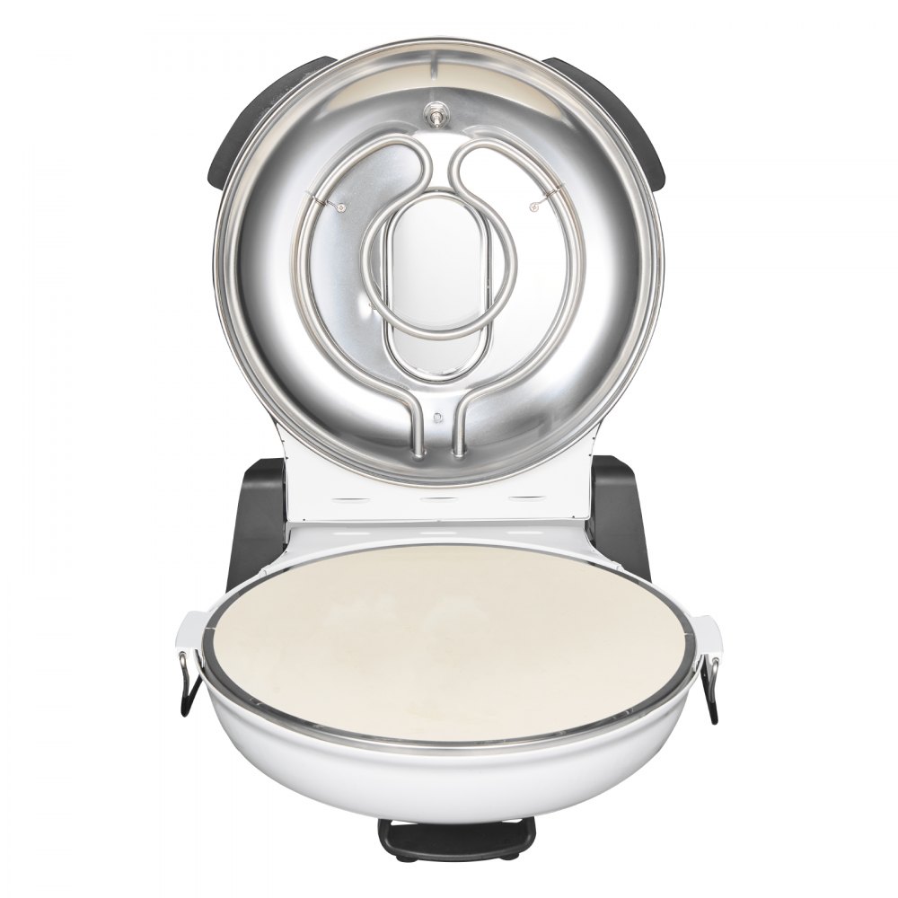 Horno de pizza VEVOR, 30 cm, 1200 W, con piedra de cordierita, control de temperatura de 5 modos, ventana de visualización para una cocción precisa, calienta hasta 460 °C, ideal para el hogar (blanco)