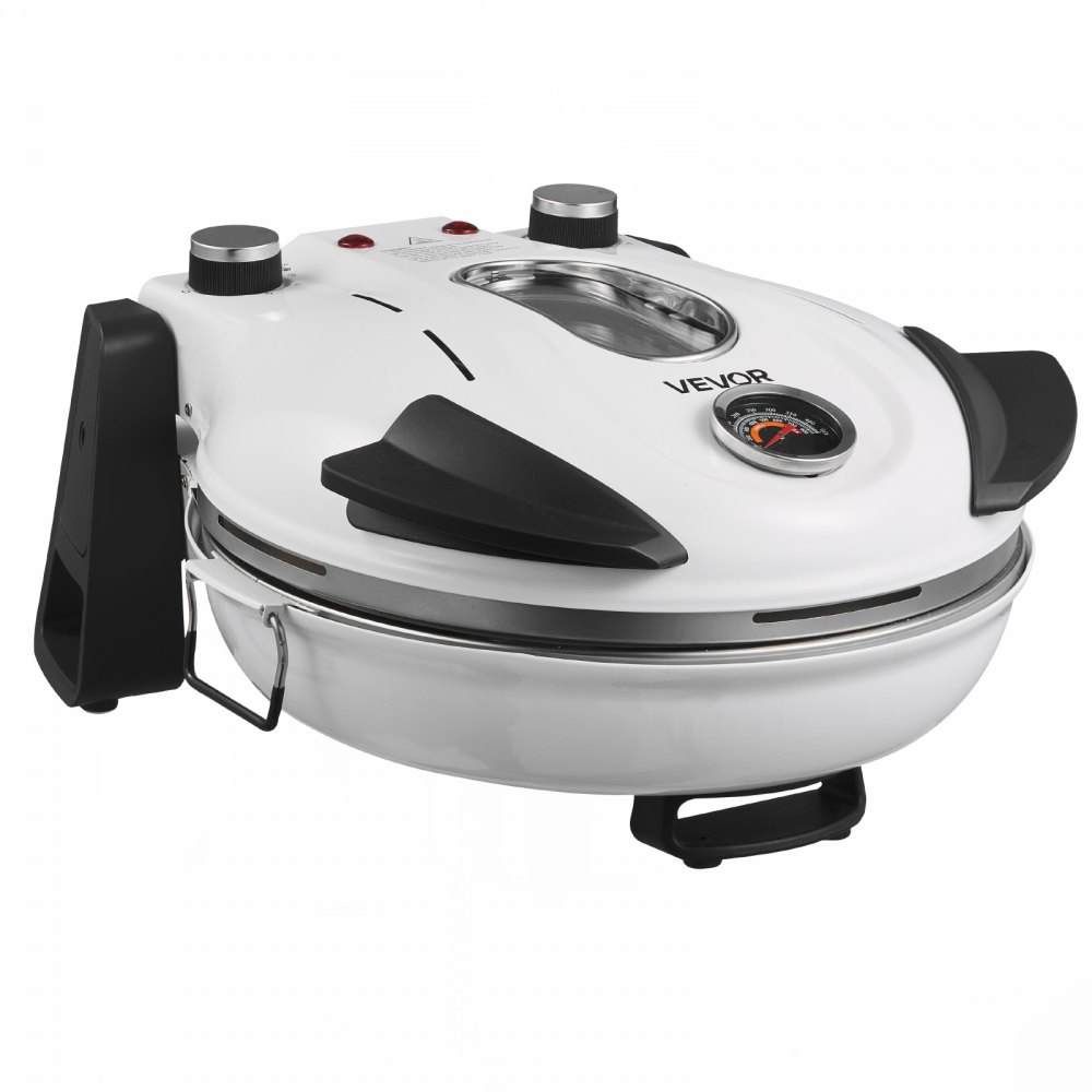 Horno de pizza VEVOR, 30 cm, 1200 W, con piedra de cordierita, control de temperatura de 5 modos, ventana de visualización para una cocción precisa, calienta hasta 460 °C, ideal para el hogar (blanco)