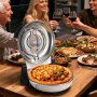 Horno de pizza VEVOR, 30 cm, 1200 W, con piedra de cordierita, control de temperatura de 5 modos, ventana de visualización para una cocción precisa, calienta hasta 460 °C, ideal para el hogar (blanco)