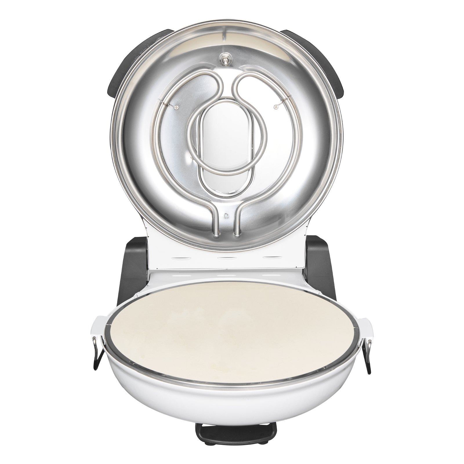 Horno de pizza VEVOR, 30 cm, 1200 W, con piedra de cordierita, control de temperatura de 5 modos, ventana de visualización para una cocción precisa, calienta hasta 460 °C, ideal para el hogar (blanco)