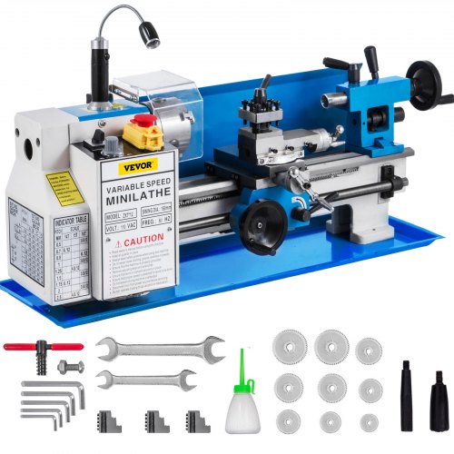 VEVOR 7x12 Mini Torno Torno de metal Tornos y fresadoras Máquina de torno Torno de Banco de Precisiónpara Fresado de Metal Velocidad 50-2500 Rpm