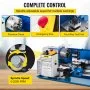 VEVOR Torno de Metal, Minitorno Metal de Sobremesa de Precisión 550 W, Velocidad de 50 a 2500 RPM con Engranaje de Nailon y Lámpara Móvil para Procesamiento de Piezas de Precisión, 70 x 21,7 x 30 cm