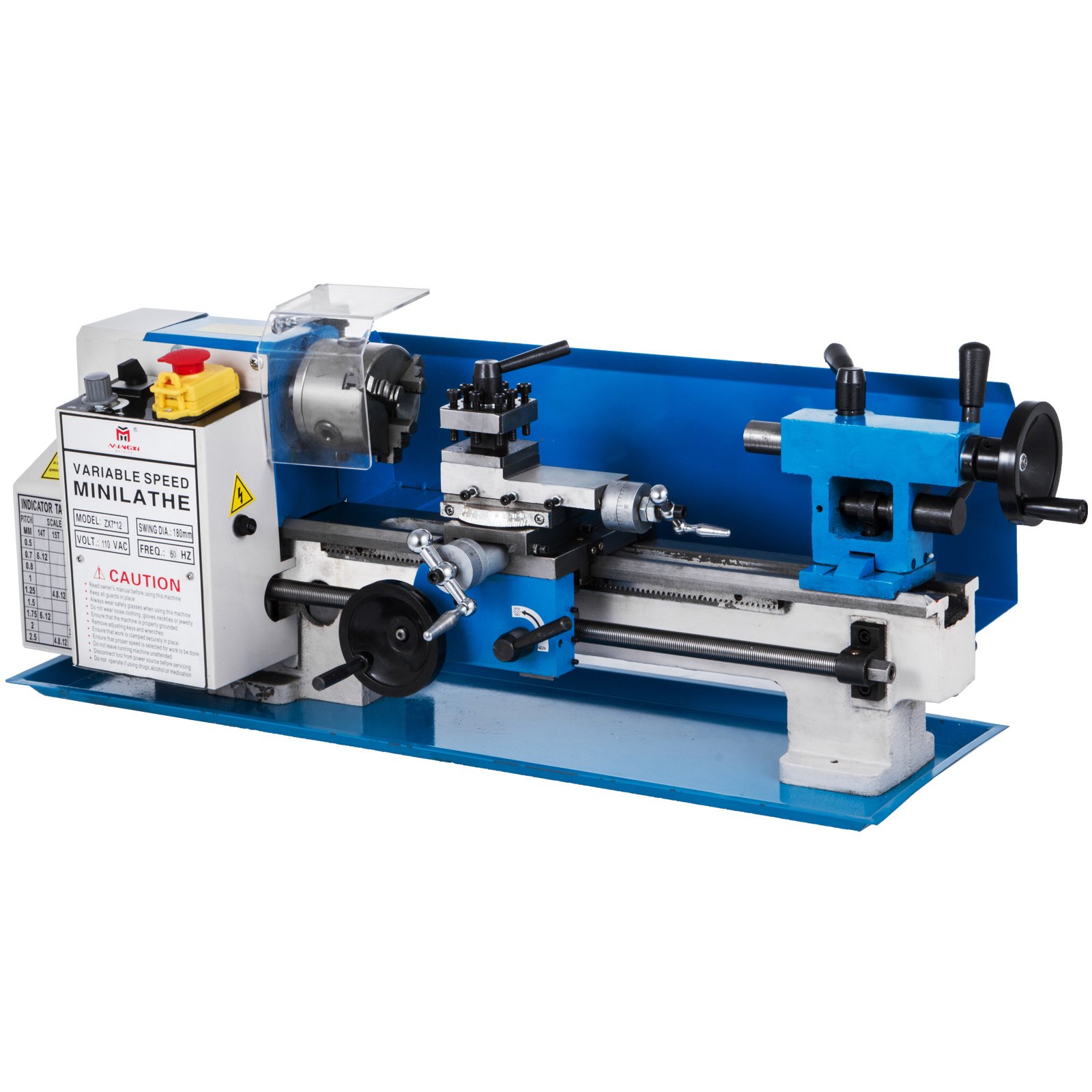 Torno de metal VEVOR de 18 x 30 cm, minitorno de precisión de sobremesa de 550 W, velocidad variable de 50 a 2500 RPM, engranaje de nailon con lámpara móvil para el procesamiento de piezas de precisión.