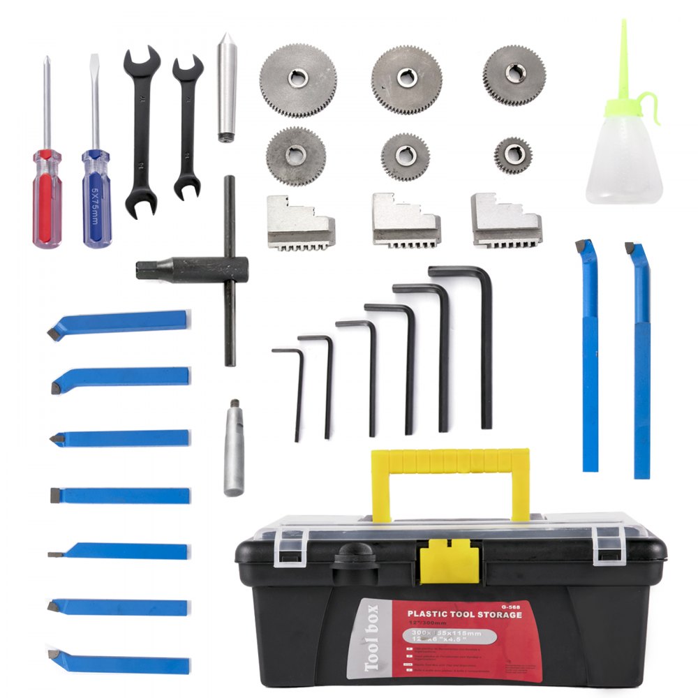 Mini torno de metal VEVOR de 8,7" x 16", 2250 PRM, con cambio de velocidad variable, de precisión, 1100 W, para trabajar metales, pequeño torno de metal, fresadora para diversos tipos de torneado.