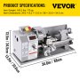 VEVOR Mini torno de metal 8.7"x16" Mini máquina de torno 2250 PRM Cambio de velocidad variable Mini torno de precisión 1100W Torno de trabajo de metal Fresadora de torno de metal pequeño para varios tipos de torneado de metal