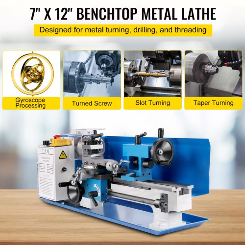 VEVOR 7"x12" Mini Torno de Fresado de Metal de 550 W Monofásico 50-2500 RPM