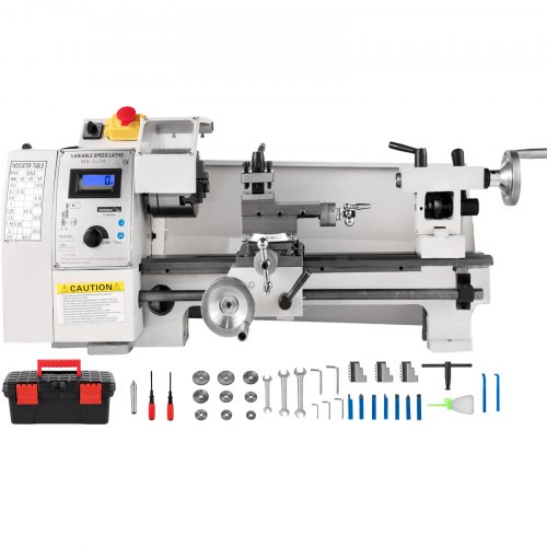 VEVOR Mini Torno de Metal 650W 8"x14" Torno de Trabajo Extendido 2250 RPM