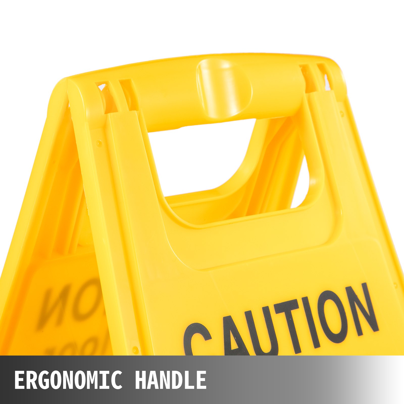 Señal VEVOR amarilla de suelo mojado con mango ergonómico y texto de &quot;precaución&quot; en negrita.