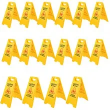 VEVOR Paquete de 16 señales de suelo húmedo, señales de precaución de 25 pulgadas, suelo húmedo, señal de suelo húmedo plegable bilingüe, conos de suelo húmedo de doble cara, señal de suelo húmedo para restaurante, baño, oficina
