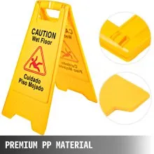 VEVOR 6 Pack Precaución Señales de piso mojado 25" Señal de precaución de doble cara Bilingüe Señal de piso mojado Señales de piso mojado plegables para pisos mojados