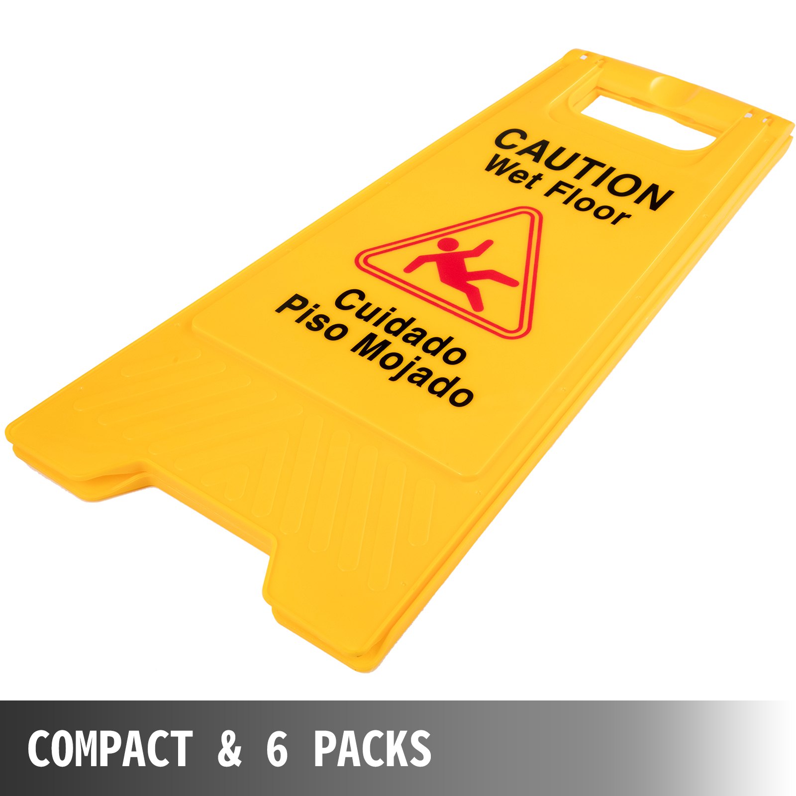 Señales amarillas VEVOR de suelo mojado, &quot;precaución&quot; bilingüe en inglés y español, paquete compacto de 6.