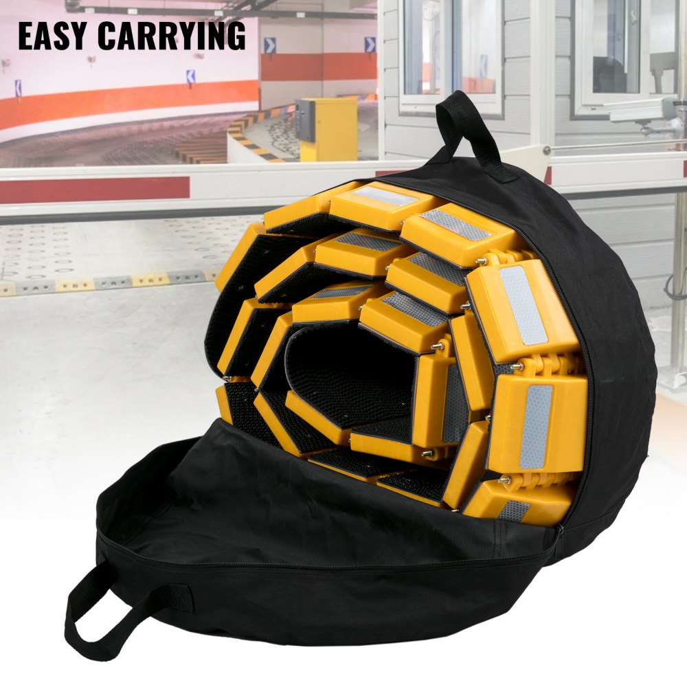 Reductor de velocidad portátil VEVOR, 3 m de largo, 21,8 cm de ancho x 5 cm de alto. Reductor de velocidad de goma reflectante para asfalto, hormigón, grava, entradas de vehículos, estacionamientos, etc. Ideal para autos, camiones, autobuses, remolques y calles.