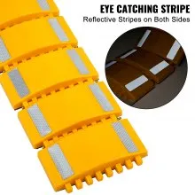 Tope de velocidad portátil VEVOR, joroba de velocidad de 9.8 pies de longitud, topes de velocidad reflectantes de goma de 8.66 pulgadas de ancho x 1.97 pulgadas de alto para asfalto, hormigón, grava, caminos de entrada, estacionamiento utilizado en automóviles, camiones, autobuses, remolques, calles
