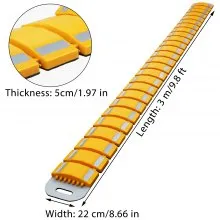 Tope de velocidad portátil VEVOR, joroba de velocidad de 9.8 pies de longitud, topes de velocidad reflectantes de goma de 8.66 pulgadas de ancho x 1.97 pulgadas de alto para asfalto, hormigón, grava, caminos de entrada, estacionamiento utilizado en automóviles, camiones, autobuses, remolques, calles