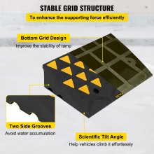 Rampa de acera de goma VEVOR, rampa de acera de altura de elevación de 6 pulgadas, rampa de acera de entrada resistente 5T, rampa de umbral de 11,8 pulgadas de ancho y 23,5 pulgadas de largo para montacargas, camiones, autobuses, automóviles, sillas de ruedas, bicicletas