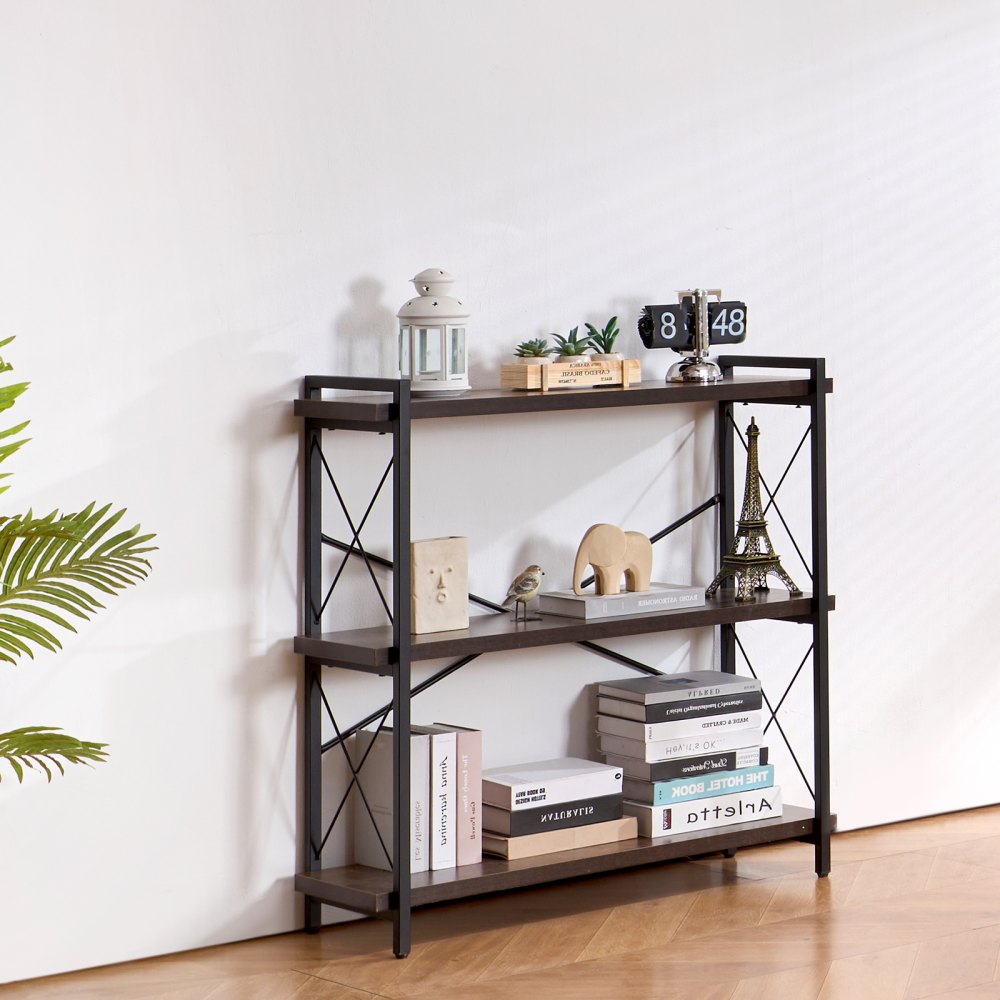 VEVOR Estantería de Metal de 900 x 300 x 910 mm, Estantería Industrial de 3 Niveles, Pequeña Estantería Rústica de Almacenamiento con Estantes Abiertos para Sala de Estar, Dormitorio y Oficina