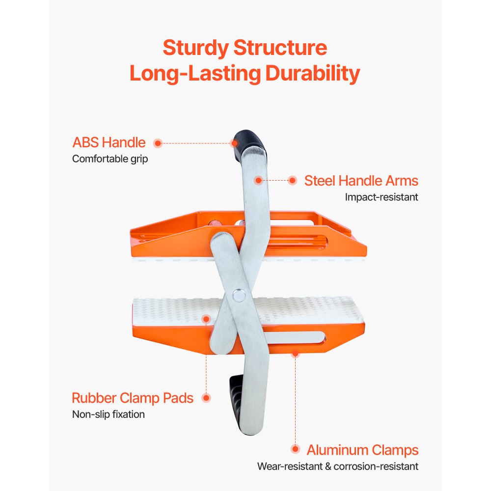 VEVOR Abrazaderas de doble mano para transportar piedras, capacidad de carga de 300 kg, paquete de 2, herramientas de elevación para paneles de granito con revestimiento de goma (0-5,9 cm), abrazaderas de elevación resistentes para madera contrachapada, vidrio y granito.