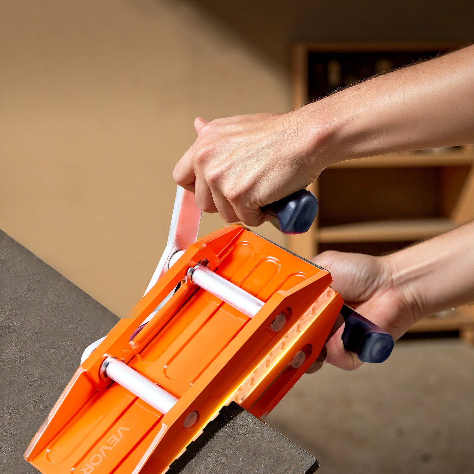 VEVOR Abrazaderas de doble mano para transportar piedras, capacidad de carga de 300 kg, paquete de 2, herramientas de elevación para paneles de granito con revestimiento de goma (0-5,9 cm), abrazaderas de elevación resistentes para madera contrachapada, vidrio y granito.