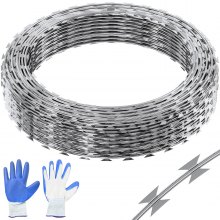 VEVOR Alambres de Afeitar, Alambre de Púas de Afeitar de 147 Pies, 3 Rollos de Alambre de Afeitar Cercado de Alambre de Afeitar, Cinta de Afeitar de Doble Espiral Alambre de Púas Valla de Alambre de Afeitar Galvanizado, Rollos de Afeitar para Jardín