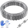 VEVOR Alambres de Afeitar, Alambre de Púas de Afeitar de 98 Pies, 2 Rollos de Alambre de Afeitar Cercado de Alambre de Afeitar, Cinta de Afeitar de Doble Espiral Alambre de Púas Valla de Alambre de Afeitar Galvanizado, Rollos de Afeitar para Jardín