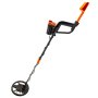 Detector de metales resistente al agua VEVOR con diseño negro y naranja sobre fondo blanco.