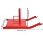 Trineo de pesas rojo VEVOR con dimensiones mostradas: 43,2 cm por 54,9 cm por 25,4 cm.