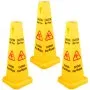 VEVOR - Paquete de 3 conos de seguridad para suelo, amarillos, señales de precaución para suelo mojado, señal de 4 lados, conos de seguridad pública para suelo mojado, señal bilingüe para suelo mojado, para interiores y exteriores