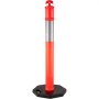Poste delimitador de tráfico VEVOR de color naranja con banda reflectante y base hexagonal negra.